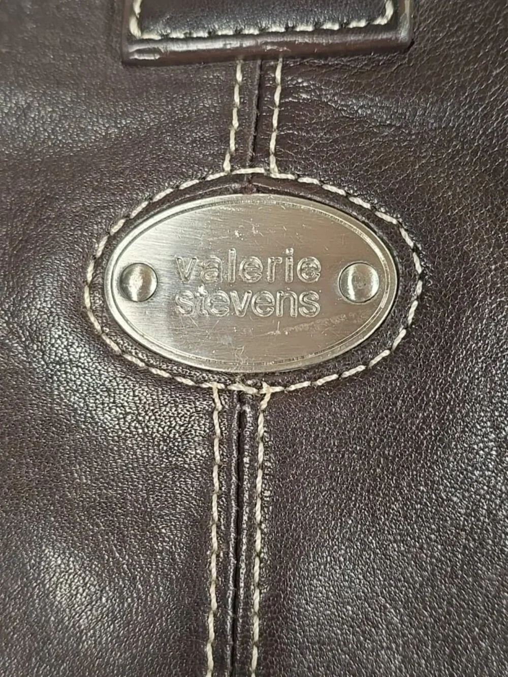 Valerie Stevens Brown Leather Shoulder Bag Handbag Classy Design Medium Size